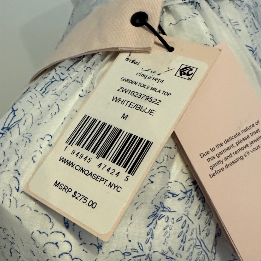 Cinq à Sept Blue and White Blouse New With Tags - Picture 7 of 8